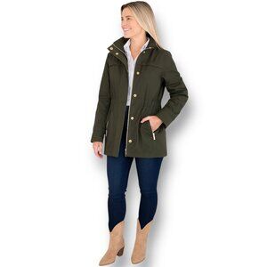 Antonio Melani Olive Green Erin Trench Coat Hooded Gold Zip Utility Outside XL